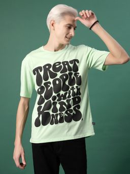RIGO - Men Mint Green Jersey Typography Print T-Shirt