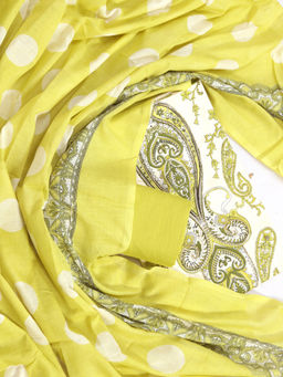 SALWAR STUDIO - Women Cotton Paisley Printed Unstitched Kurta with Bottom and Dupatta (Set of 3)