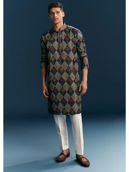 KALKI FASHION - Multi-Color Silk Mandarin Neck Kurta