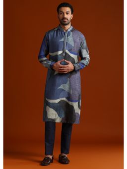 KALKI FASHION - Multi-Color Silk Mandarin Neck Kurta with Pant