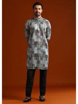 KALKI FASHION - Multi-Color Linen Blend Mandarin Neck Kurta with Pant