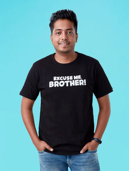 The Souled Store - Men Official Excuse Me Brother T-shirt Black T-shirts