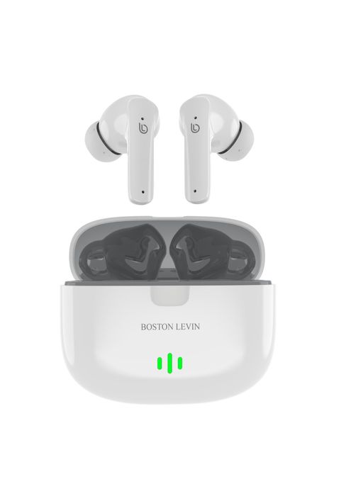BOSTON LEVIN StormBuds TWS,ENC Earbuds With BT 5.3 White Earbuds Headphone