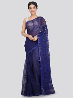 PinkLoom - Women's Soft Cotton Blend Jamdani Saree Without Blouse Piece