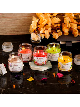 eCraftIndia - Set Of 5 Lavender, Lemon, Rose, Jasmine & Strawberry Scented Jar Candle