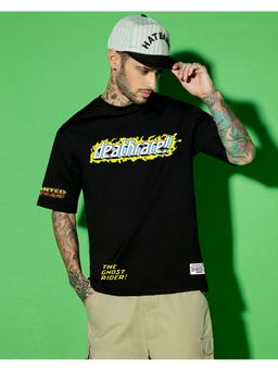 Bewakoof - Marvel Men Jet Black Death Race Graphic Printed Oversized T-Shirt