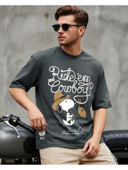 Bewakoof - Official Peanuts Men Redeem Graphic Printed Oversized T-Shirt