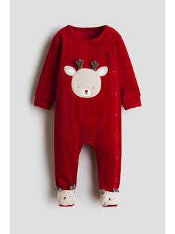 H&M - Kids Red Velour Sleepsuit