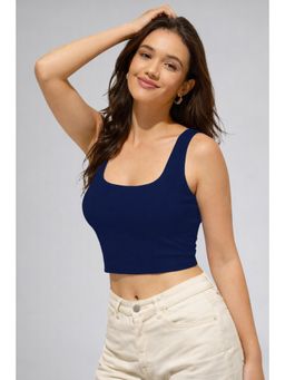 Twenty Dresses by Nykaa Fashion - Womens Navy Blue Square Neck Crop Tank Top