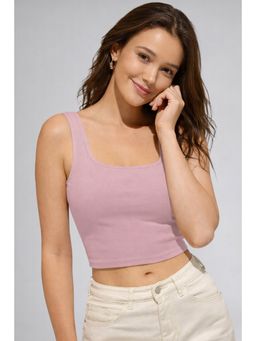 Twenty Dresses by Nykaa Fashion - Womens Pink Square Neck Crop Tank Top