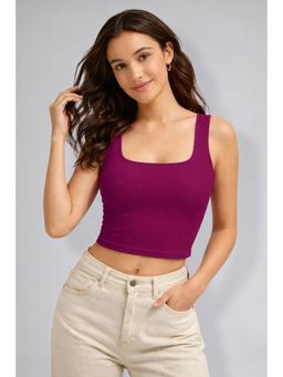 Twenty Dresses by Nykaa Fashion - Womens Purple Square Neck Crop Tank Top