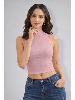 Twenty Dresses by Nykaa Fashion - Womens Pink High Neck Sleeveless Crop Top