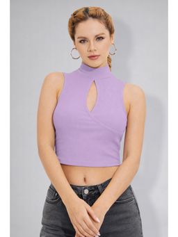 Twenty Dresses by Nykaa Fashion - Womens Purple High Neck Keyhole Crop Top