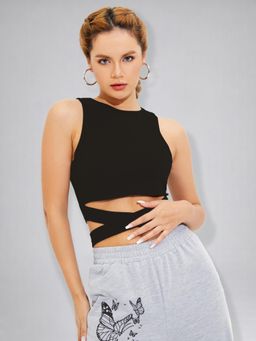 Twenty Dresses by Nykaa Fashion - Womens Black Wrap Tie Crop Top