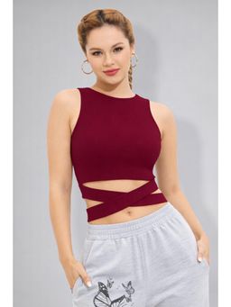 Twenty Dresses by Nykaa Fashion - Womens Maroon Wrap Tie Crop Top