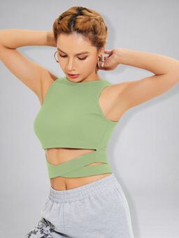 Twenty Dresses by Nykaa Fashion - Womens Pista Green Wrap Tie Crop Top