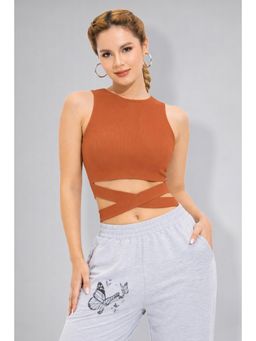 Twenty Dresses by Nykaa Fashion - Womens Rust Wrap Tie Crop Top