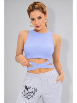Twenty Dresses by Nykaa Fashion - Womens Sky Blue Wrap Tie Crop Top
