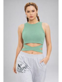 Twenty Dresses by Nykaa Fashion - Womens Teal Wrap Tie Crop Top