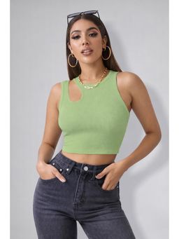Twenty Dresses by Nykaa Fashion - Womens Pista Green Sleeveless Cut-Out Crop Top