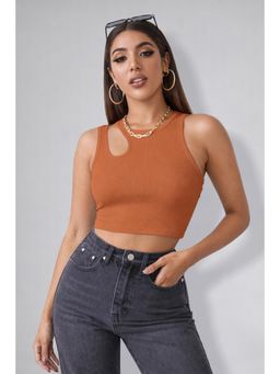 Twenty Dresses by Nykaa Fashion - Womens Rust Sleeveless Cut-Out Crop Top
