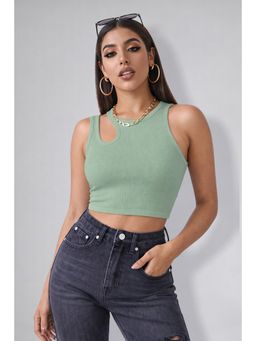 Twenty Dresses by Nykaa Fashion - Womens Teal Sleeveless Cut-Out Crop Top