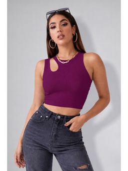 Twenty Dresses by Nykaa Fashion - Womens Wine Sleeveless Cut-Out Crop Top