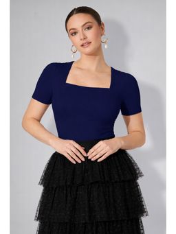Twenty Dresses by Nykaa Fashion - Womens Navy Blue Square Neck Top