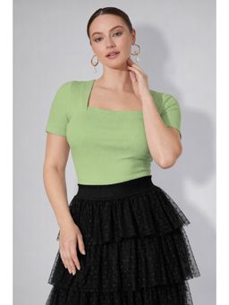 Twenty Dresses by Nykaa Fashion - Womens Pista Green Square Neck Top