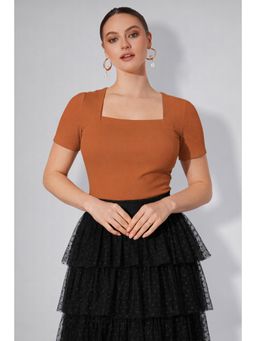 Twenty Dresses by Nykaa Fashion - Womens Rust Square Neck Top