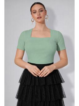Twenty Dresses by Nykaa Fashion - Womens Teal Square Neck Top