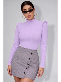 Twenty Dresses by Nykaa Fashion - Womens Purple High Neck Ruffle Top