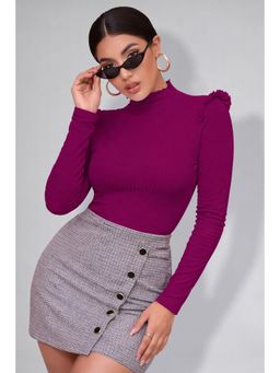 Twenty Dresses by Nykaa Fashion - Womens Wine High Neck Ruffle Top