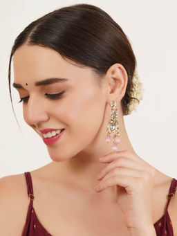 BeAbhika - Pink Cascade Kundan Earrings