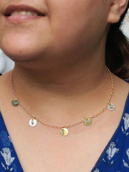 BeAbhika - Glass Beads With Coins Necklace