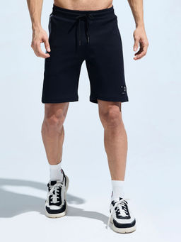 DOMIN8 - Black Men Solid Polyester Shorts