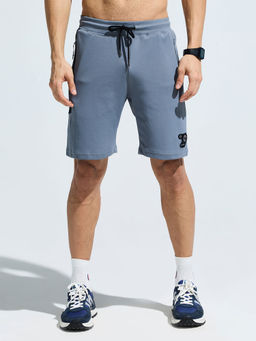 DOMIN8 - Grey Men Solid Polyester Shorts