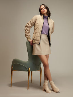 Twenty Dresses by Nykaa Fashion - Black And Beige Two Toned Reversible Puffer Jacket