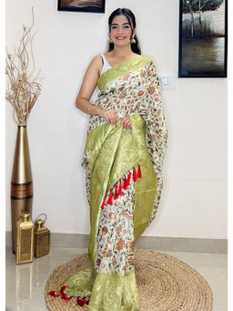 EXCLUSIVA - Multicolor Printed Saree with Unstitched Blouse