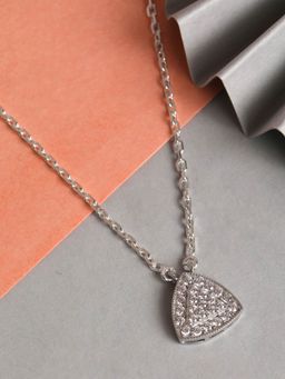 CLARA - 925 Silver Rhodium Plated Swiss Zirconia Nora Pendant Chain Necklace for Women