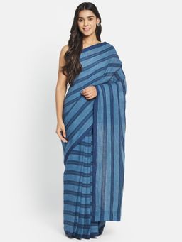 Fabindia - Indigo Cotton Hand Woven Saree without Blouse