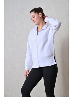 Body Smith - Women White Collar Neck Solid Light Jacket