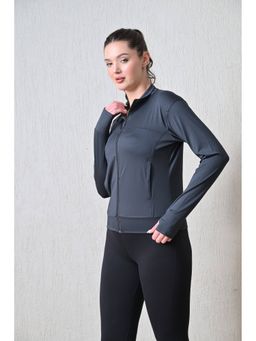 Body Smith - Women Grey Collar Neck Solid Light Jacket