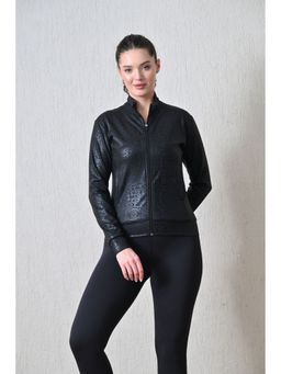 Body Smith - Women Black Collar Neck Printed Light Jacket