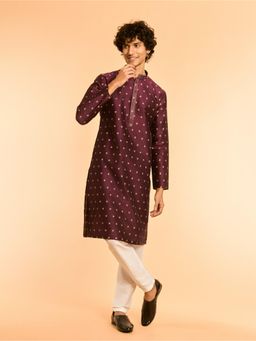 Diwas by Manyavar - Wine Wonder Kurta with Pyjama