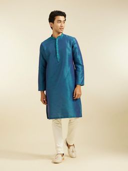 Diwas by Manyavar - Teal Plain Kurta with Pyjama