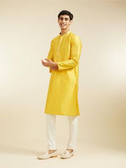 Diwas by Manyavar - Sunshine Yellow Jaal Patterned Kurta with Pyjama