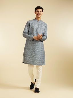 Diwas by Manyavar - Oxford Blue Diamond Printed Kurta with Pyjama