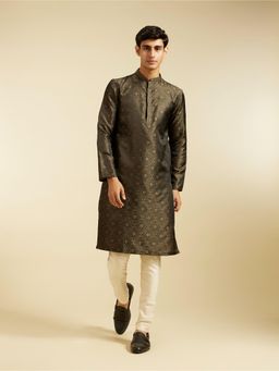 Diwas by Manyavar - Olive Green Printed Kurta with Pyjama