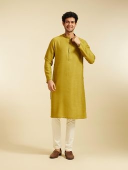 Diwas by Manyavar - Mehndi Green Self Textured Kurta with Pyjama